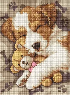 Алмазна мозаїка - Сплячий джек-рассел ©art_selena_ua