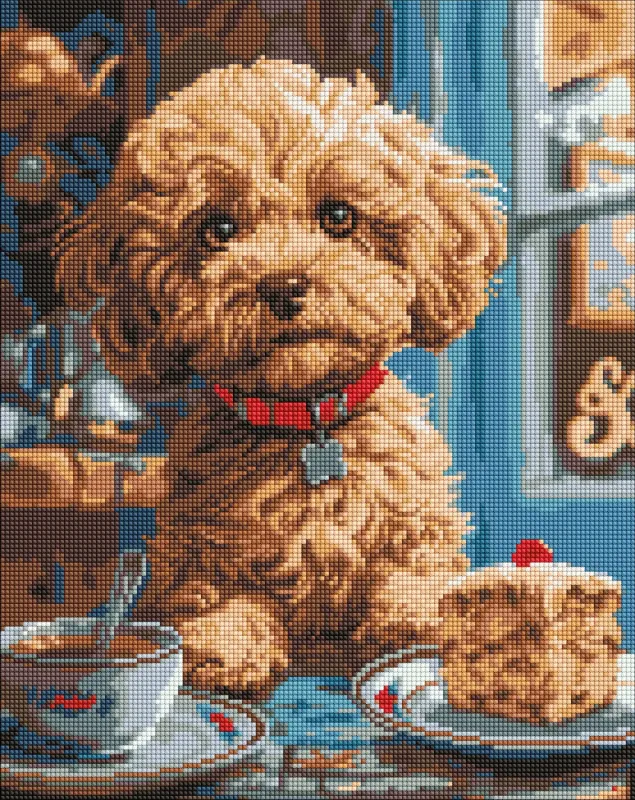 Алмазна мозаїка - Мальтіпу в кав'ярні ©art_selena_ua