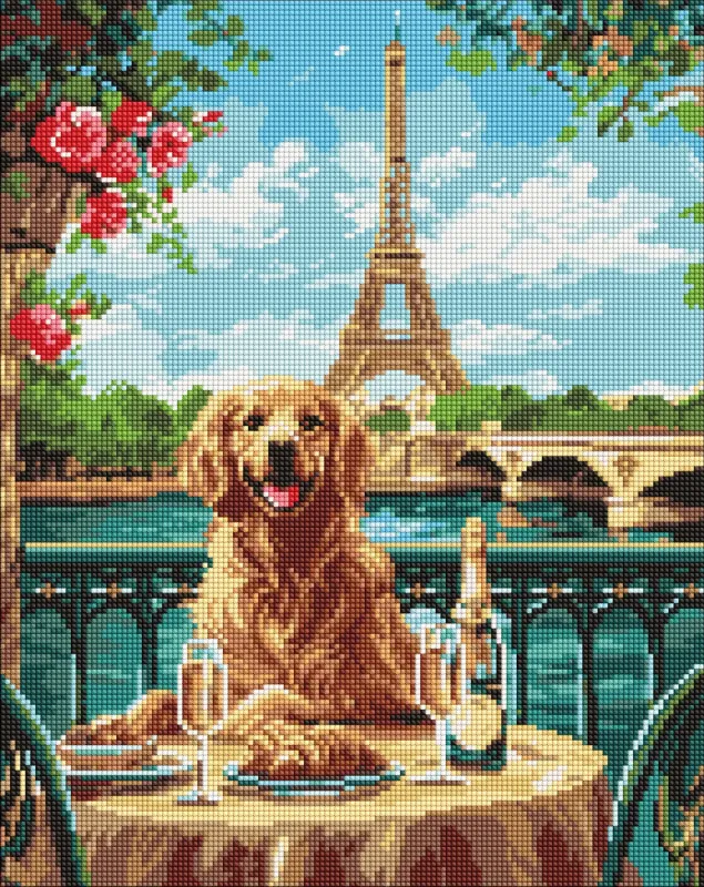 Алмазная мозаика - Ретривер в Париже ©art_selena_ua