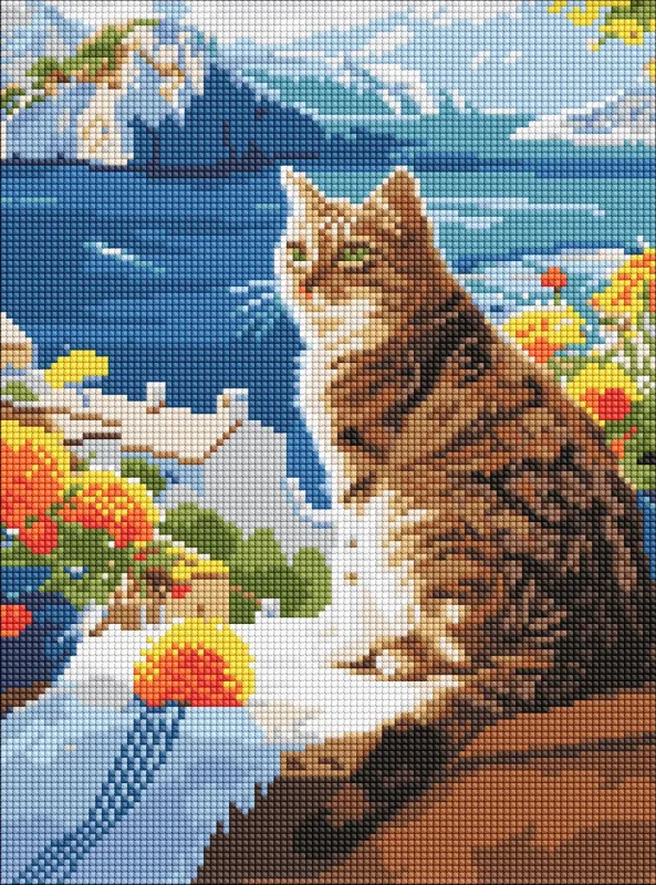 Алмазна мозаїка - Мрійливий котик ©art_selena_ua