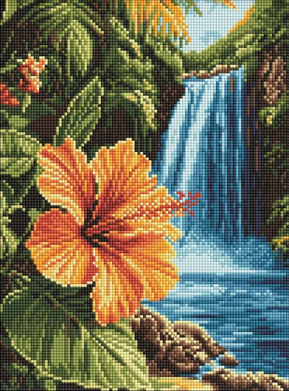 Алмазная мозаика - Тропический водопад ©art_selena_ua
