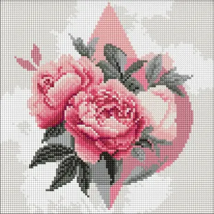 Алмазна мозаїка - Геометричні фігури з півоніями ©art_selena_ua