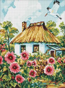 Алмазна мозаїка - Мальви біля хати ©art_selena_ua