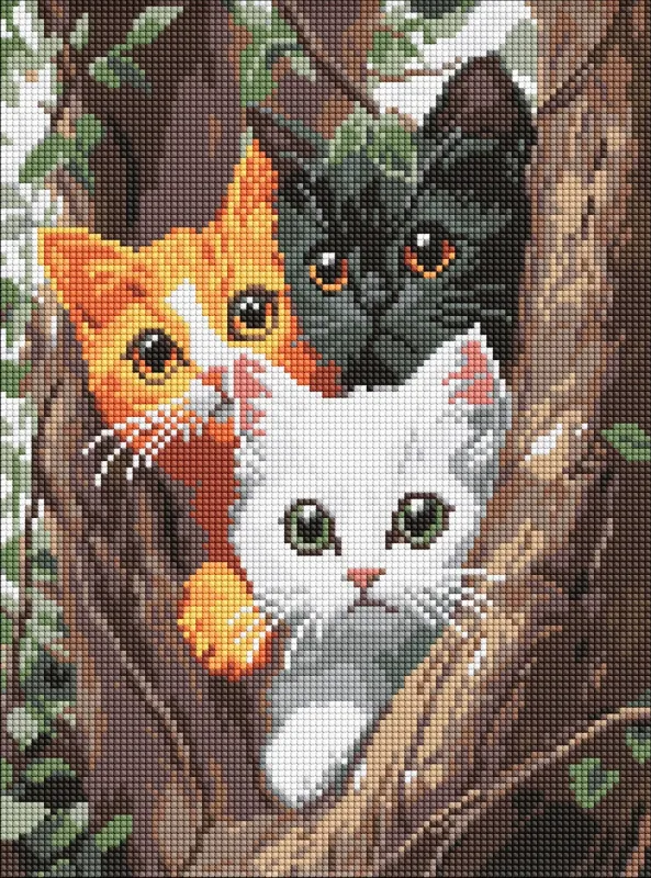 Алмазна мозаїка - Котики на дереві ©art_selena_ua