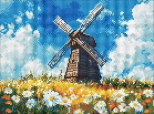 Алмазная мозаика - Мельница посреди поля ©art_selena_ua