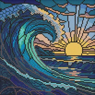 Алмазна мозаїка - Вітраж. Хвиля ©art_selena_ua
