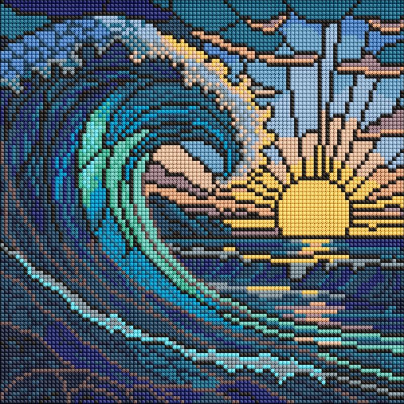 Алмазная мозаика - Витраж. Волна ©art_selena_ua