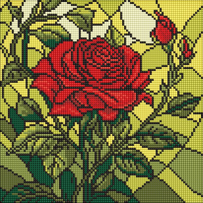 Алмазна мозаїка - Вітраж. Троянда ©art_selena_ua