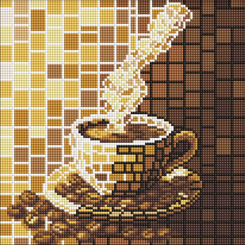Diamond mosaic - Stained glass window. Coffee ©art_selena_ua