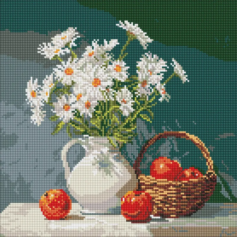 Алмазна мозаїка - Букет ромашок з яблуками ©art_selena_ua