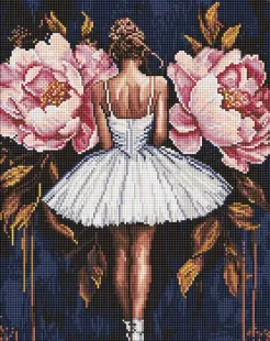 Алмазна мозаїка - Балерина з рожевими півоніями ©art_selena_ua