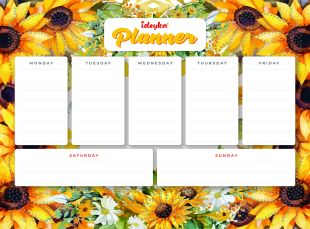 Magnetic planner with diamond mosaic - Sunflowers ©art_selena_ua