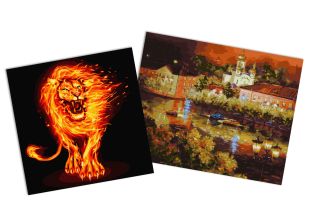 Sets of paintings - "An evening city" & "Firepower"