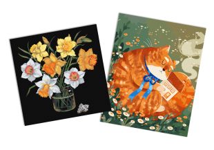 Sets of paintings - "Fluffy guardian" & "Sunny daffodils"