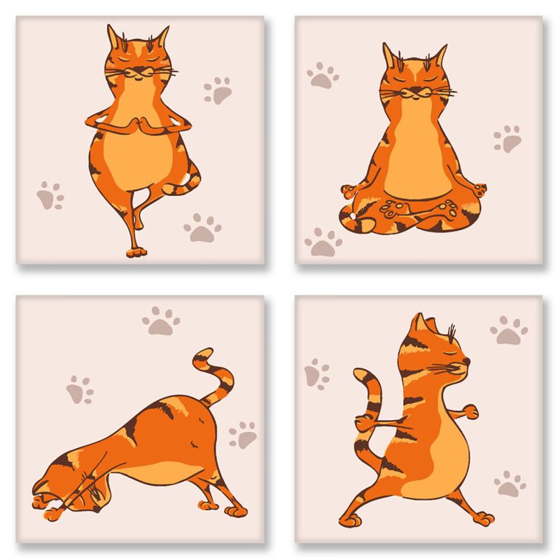 Set for painting on the numbers polyptych - Yoga-cat