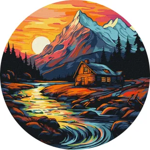 Картина за номерами - Будинок біля струмка ©art_selena_ua