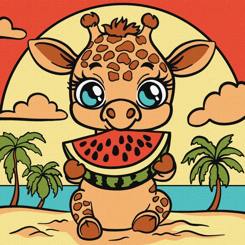Painting by numbers - Giraffe and watermelon ©art_selena_ua