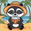 Painting by numbers - Raccoon and coconut ©art_selena_ua