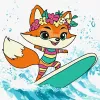Painting by numbers - Summer. A fox catches a wave ©art_selena_ua