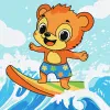 Painting by numbers - Summer. A bear catches a wave ©art_selena_ua