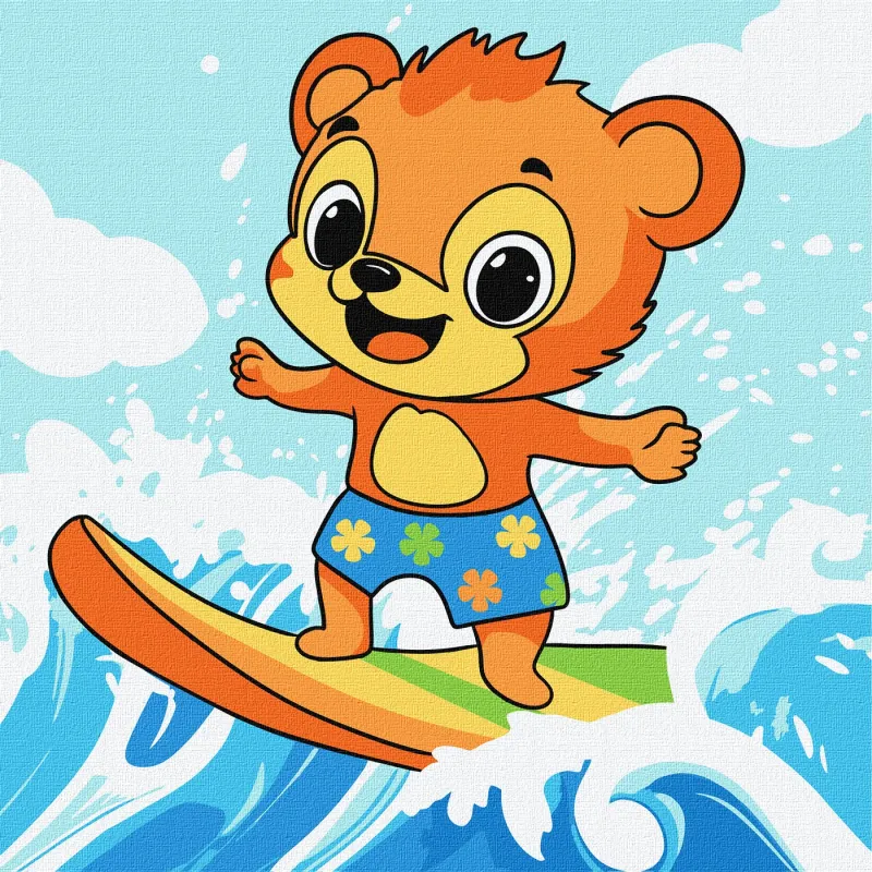 Painting by numbers - Summer. A bear catches a wave ©art_selena_ua