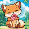Painting by numbers - Summer. Fox with ice cream ©art_selena_ua