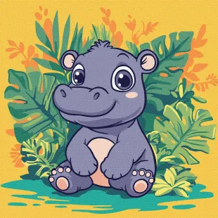 Painting by numbers - Hippo in the tropics ©art_selena_ua