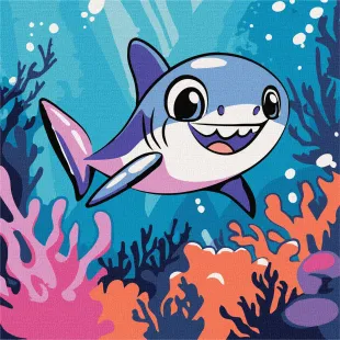 Painting by numbers - Summer. A cheerful shark ©art_selena_ua