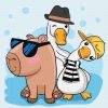 Painting by numbers - Capybara and friends