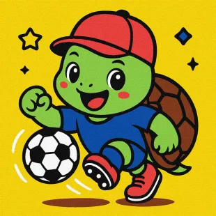 Painting by numbers - A turtle plays football ©art_selena_ua