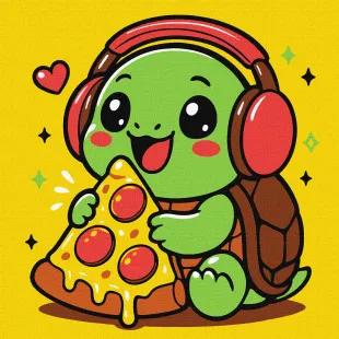 Painting by numbers - Turtle and pizza ©art_selena_ua