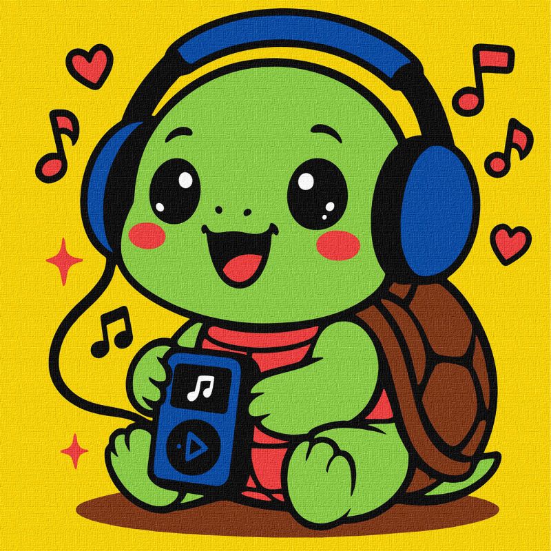 Painting by numbers - A turtle listens to music ©art_selena_ua