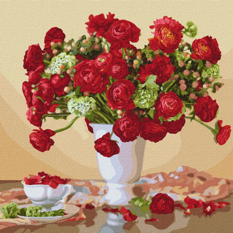 Painting by numbers - A crimson bouquet (big) ©Ira Volkova