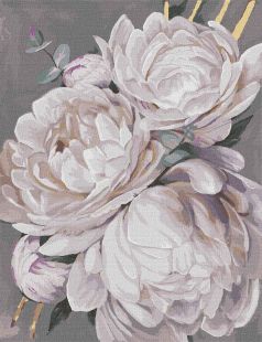 Painting by numbers - White peony with a gold paint (big)