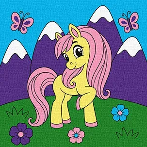 Painting by numbers - Cheerful pony in the mountains ©art_selena_ua