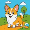 Painting by numbers - A cheerful corgi on a walk ©art_selena_ua