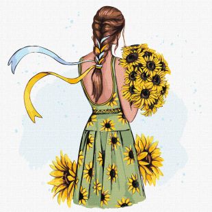 Картина по номерам - Букет подсолнухов ©Алла Березовская