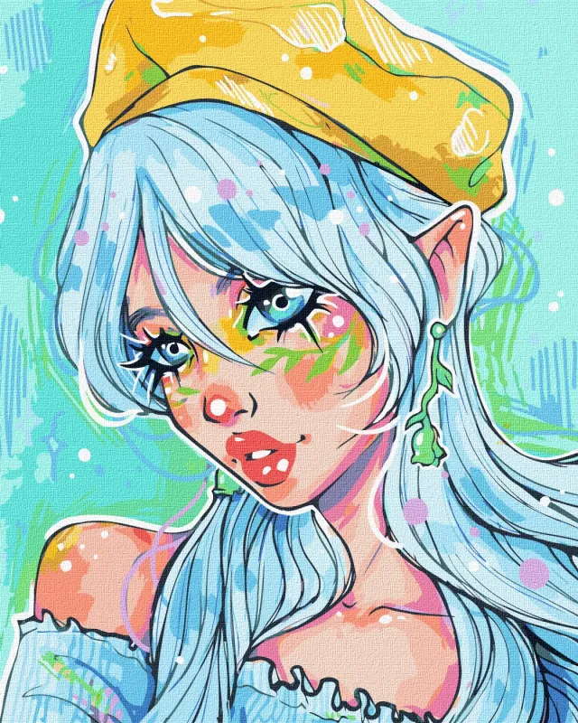 Картина за номерами - Блакитноока модниця ©nila_art_art