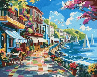 Картина за номерами - Містечко біля океану ©art_selena_ua
