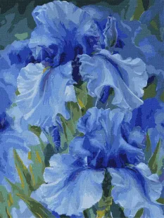 Painting by numbers - Blue irises ©Julia Tomesko