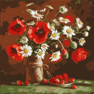 Картина за номерами - Маково-полуничний етюд ©Ira Volkova