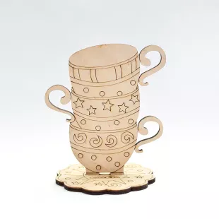 Figure from plywood - Tea Time Cups with stars