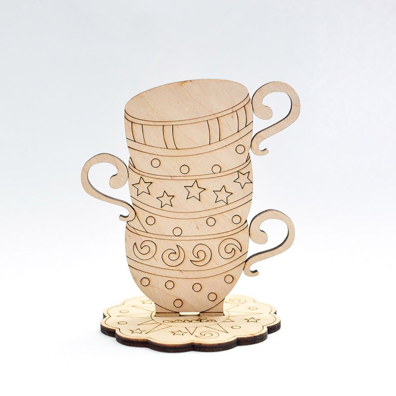 Figure from plywood - Tea Time Cups with stars