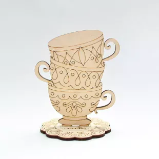 Figure from plywood - Tea Time Rococo Cups 