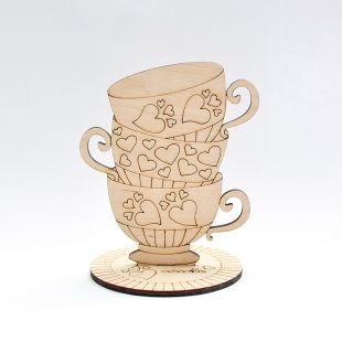 Фигурка из фанеры - Tea Time "Чашка с сердцами"