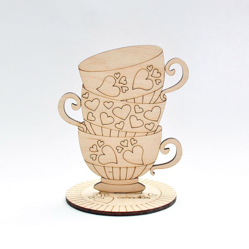 Фигурка из фанеры - Tea Time "Чашка с сердцами"