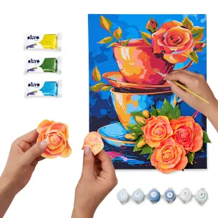 Painting by numbers with paints and air-dry clay - The secret of the tea party ©art_selena_ua
