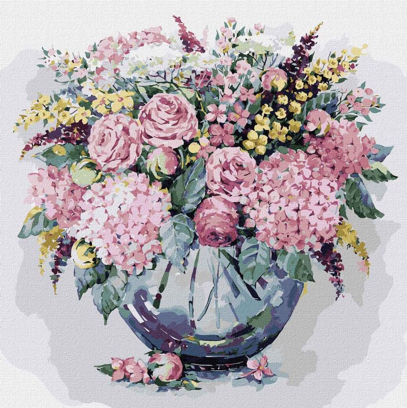 Painting by numbers - Pink hydrangea