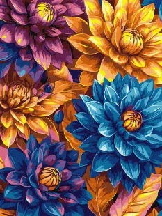 Картина по номерам - Яркие георгины с красками металлик extra ©art_selena_ua
