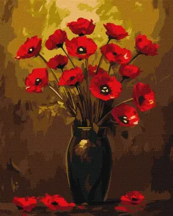 Painting by numbers - Bouquet of poppies with metallic paints ©art_selena_ua